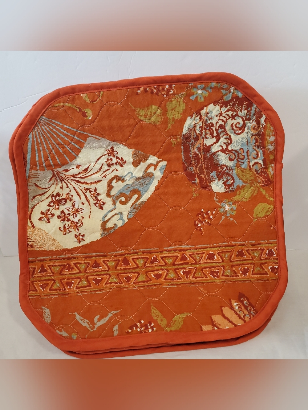 Vintage Asian Quilted Placemats, 6 Total